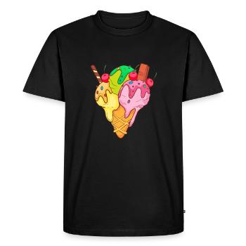 Crème glacée, crème glacée, crème glacée, crème glacée, boule, crème glacée, sundae - T-shirt Premium bio Homme - noir - Devant - Nico (187cm)