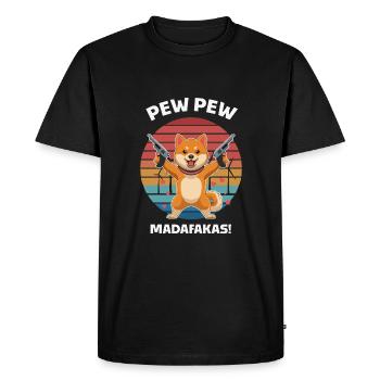 PEW PEW ! *noir - Shiba inu - T-shirt Premium bio Homme - noir - Devant - Nico (187cm)