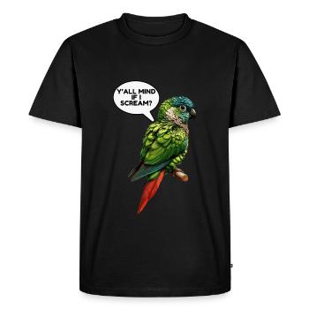 Green Cheeked Conure Meme - Men's Premium Organic T-Shirt - black - Front - Nico (187cm)