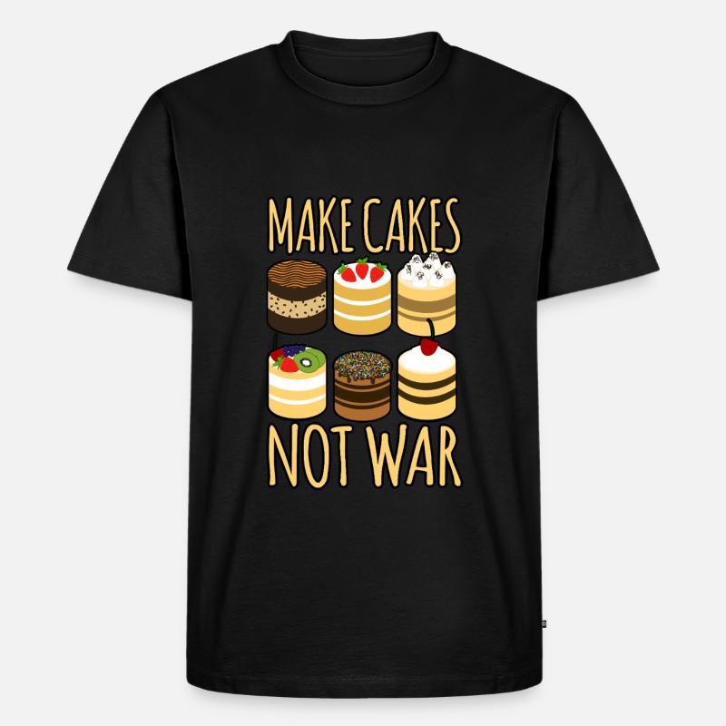 Make Cakes Not War - Männer Premium Bio T-Shirt - Schwarz
