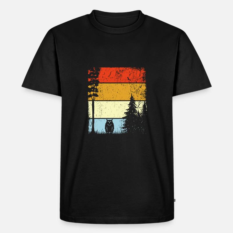 Waldtier in der Natur Eule - Männer Premium Bio T-Shirt - Schwarz