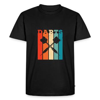 Retro Graphic Dart Player Darts Dartboard Bullseye - Men's Premium Organic T-Shirt - black - Front - Nico (187cm)