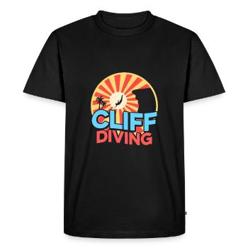 Retro Graphic Cliff Diver Cliff Diving Tombstoning - Men's Premium Organic T-Shirt - black - Front - Nico (187cm)