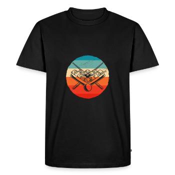 Retro Graphic Pool Billard Snooker Billard Cue 8-B - Men's Premium Organic T-Shirt - black - Front - Nico (187cm)