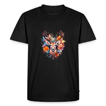 Remplacement dirndl cerf bois cerf cerf - T-shirt Premium bio Homme - noir - Devant - Nico (187cm)