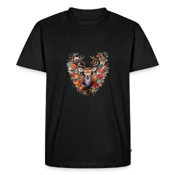 Remplacement dirndl cerf bois cerf cerf - T-shirt Premium bio Homme - noir - Devant - Nico (187cm)
