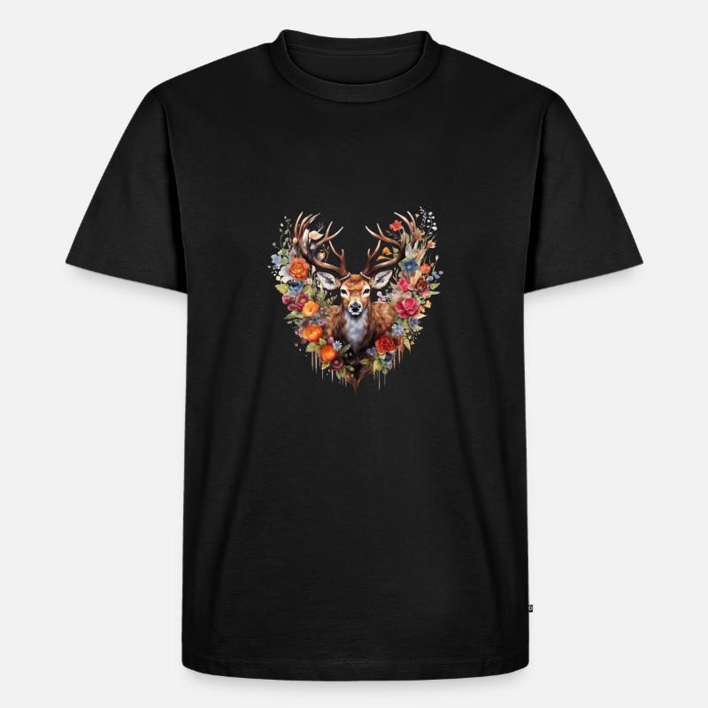 Ersatz Dirndl Hirschgeweih Hirsch - Männer Premium Bio T-Shirt - Schwarz