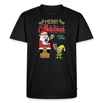 Santa Claus Elf - Men's Premium Organic T-Shirt - black - Front - Nico (187cm)