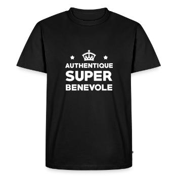 Bénévolat / Bénévole / Solidaire / Humanitaire - T-shirt Premium bio Homme - noir - Devant - Nico (187cm)