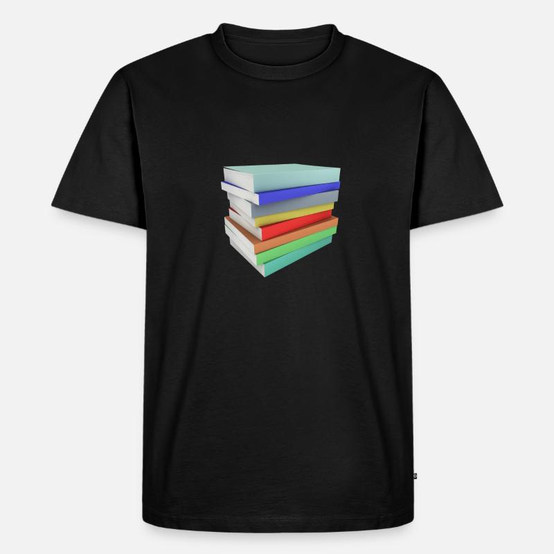 Stapel Bücher - Männer Premium Bio T-Shirt - Schwarz