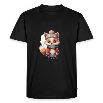 Renard dans la neige - T-shirt Premium bio Homme - noir - Devant - Nico (187cm)