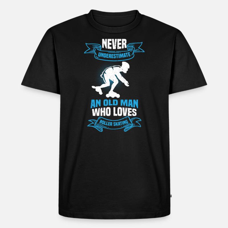 Rollerskate Rollerskating Skating Rollerblades Opa - Männer Premium Bio T-Shirt - Schwarz