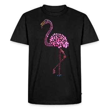 flamand rose gouttes d'aquarelle - T-shirt Premium bio Homme - noir - Devant - Nico (187cm)