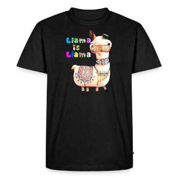 Llama,alpaka,love is live, rainbow,bunt - Men's Premium Organic T-Shirt - black - Front - Nico (187cm)