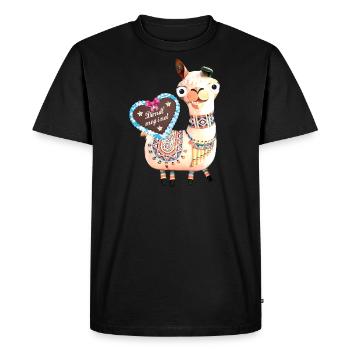 Lama,Alpaka,Illustration,Dirndl - Men's Premium Organic T-Shirt - black - Front - Nico (187cm)