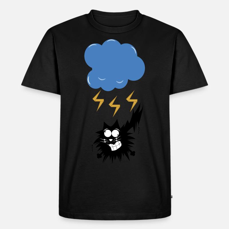 CAT STRUCK BY LIGHTNING - Männer Premium Bio T-Shirt - Schwarz