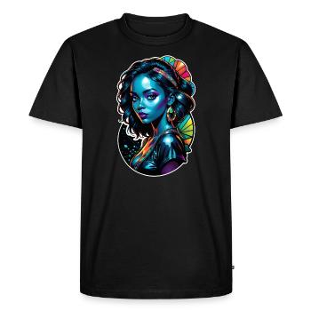 Afro Woman - Beauty - Men's Premium Organic T-Shirt - black - Front - Nico (187cm)