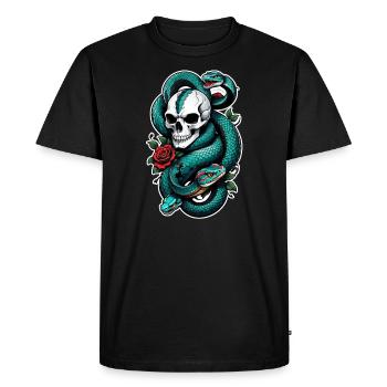 serpent squelette et tatouage - T-shirt Premium bio Homme - noir - Devant - Nico (187cm)