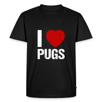 I love Pugs Pug Dog Lovers - Men's Premium Organic T-Shirt - black - Front - Nico (187cm)