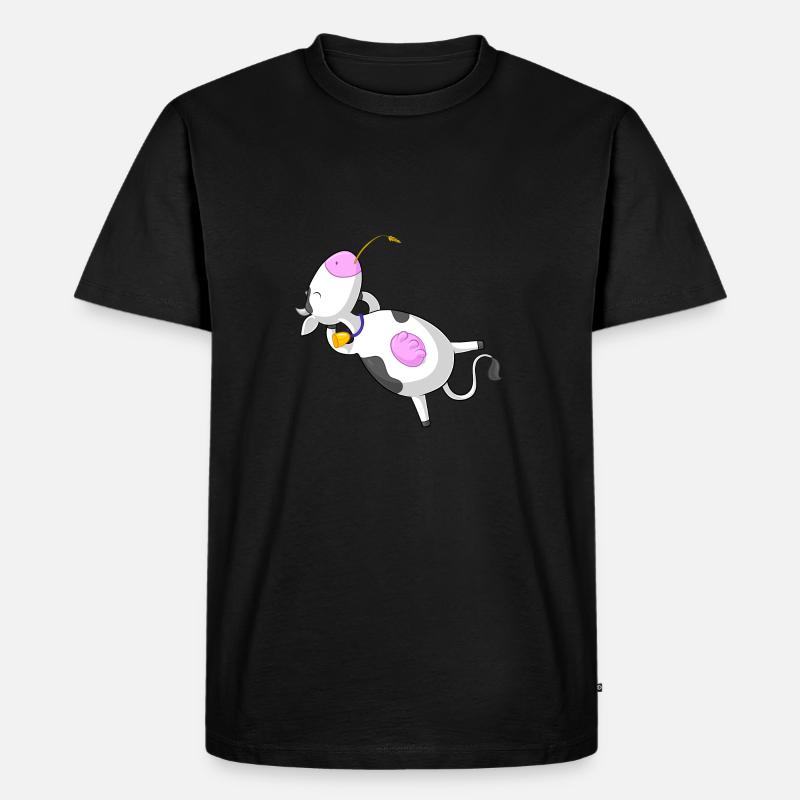 Entspannte Comic Kuh - Männer Premium Bio T-Shirt - Schwarz
