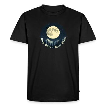 Restez sauvage – L’Enfant de la Lune | Nuit mystique et nature - T-shirt Premium bio Homme - noir - Devant - Nico (187cm)