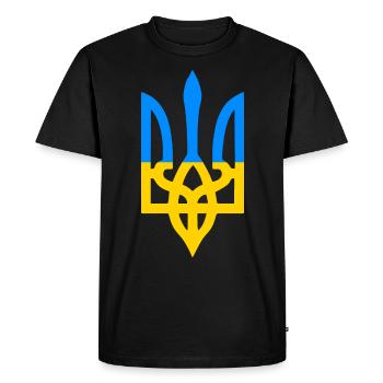 Armoiries de l’Ukraine drapeau jaune bleu Symbole Signe - T-shirt Premium bio Homme - noir - Devant - Nico (187cm)