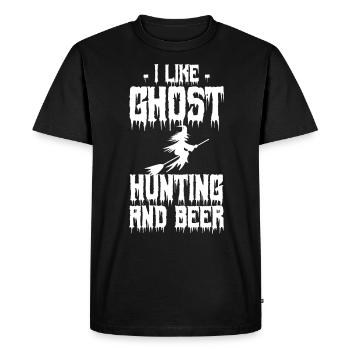 i like ghost hunting and beer happy Halloween - T-shirt Premium bio Homme - noir - Devant - Nico (187cm)