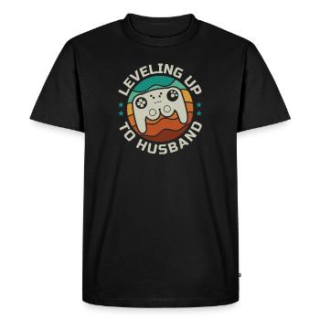 Gaming Gamer Ehemann Heirat Leveling Up To Husband - Männer Premium Bio T-Shirt - Schwarz - Vorne - Nico (187cm)