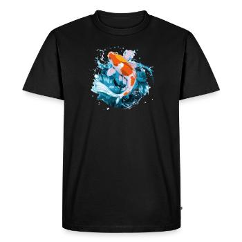 La carpe koï en action - T-shirt Premium bio Homme - noir - Devant - Nico (187cm)