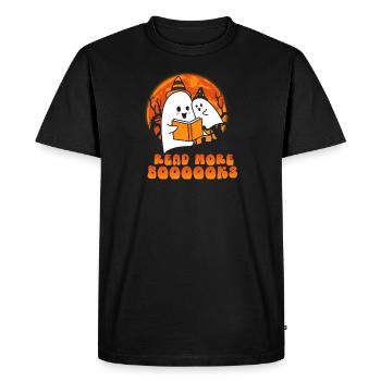 Halloween Bookworm Ghost Lire la suite Booooks - T-shirt Premium bio Homme - noir - Devant - Nico (187cm)