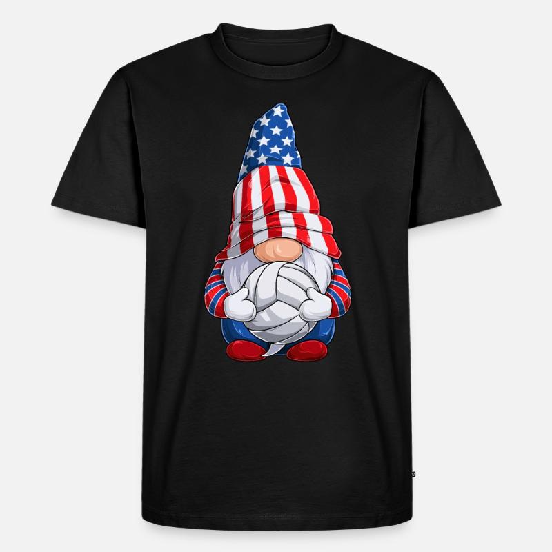 Gnome mit Volleyball oder Beachvolleyball - Männer Premium Bio T-Shirt - Schwarz