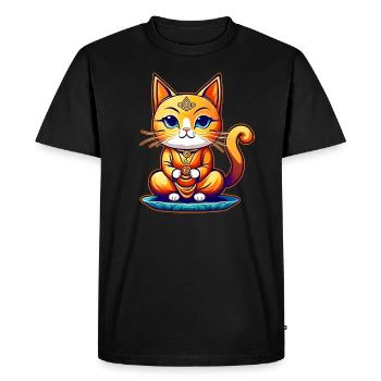 Chat mignon en position de yoga de Bouddha - T-shirt Premium bio Homme - noir - Devant - Nico (187cm)