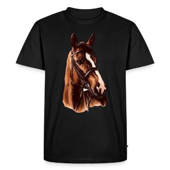 Dames cheval motif animal motif animal visage animal - T-shirt Premium bio Homme - noir - Devant - Nico (187cm)