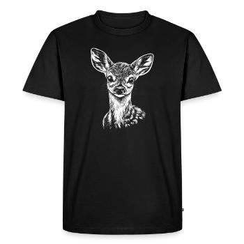 Deer Portrait Forest Animal Wild Animal Deer Fawn - Men's Premium Organic T-Shirt - black - Front - Nico (187cm)
