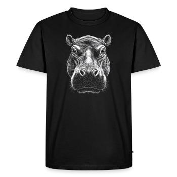 Hippopotame Portrait Hippopotame Animal de la faune - T-shirt Premium bio Homme - noir - Devant - Nico (187cm)
