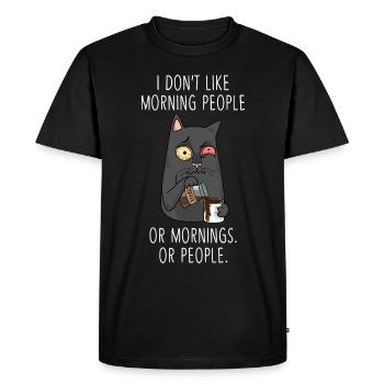 Matin Personnes Moody Kitty Chat fatigué Drôle - T-shirt Premium bio Homme - noir - Devant - Nico (187cm)