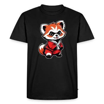 Mignon petit ours panda roux - T-shirt Premium bio Homme - noir - Devant - Nico (187cm)