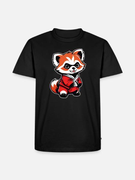 Cute Little Red Panda Bear - Men's Premium Organic T-Shirt - black