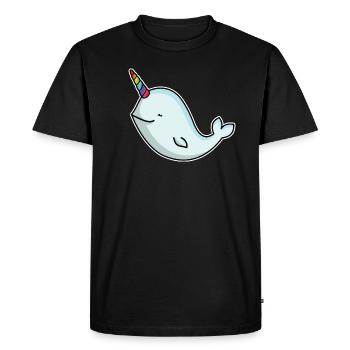 Narval de baleine Licorne avec cadeau de corne de licorne - T-shirt Premium bio Homme - noir - Devant - Nico (187cm)