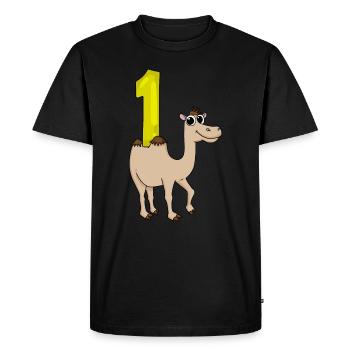 1 Year Old - School Enrollment - Camel Motif - Number 1 - Men's Premium Organic T-Shirt - black - Front - Nico (187cm)