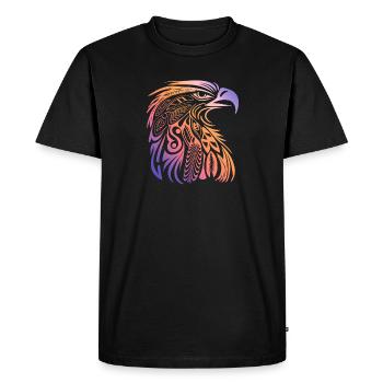 Plumes d’aigle Tribal Tattoo Style Oiseaux Animaux - T-shirt Premium bio Homme - noir - Devant - Nico (187cm)