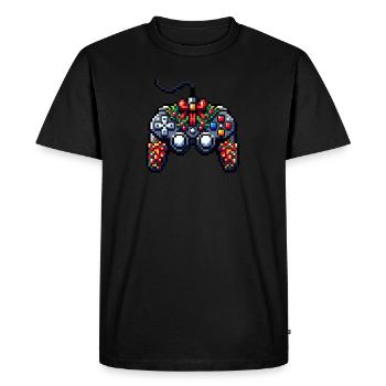 Manette de jeu de Noël Pixelart - T-shirt Premium bio Homme - noir - Devant - Nico (187cm)