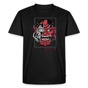 Oni Streetwear Hannya démon japonais vintage - T-shirt Premium bio Homme - noir - Devant - Nico (187cm)