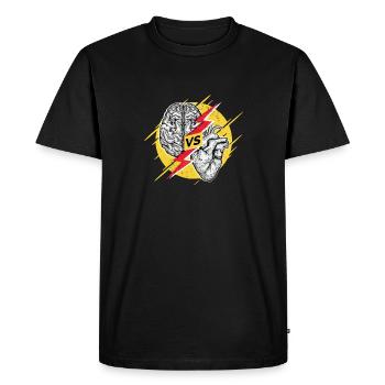 Heart vs. brain heart vs. brain with flash - Men's Premium Organic T-Shirt - black - Front - Nico (187cm)