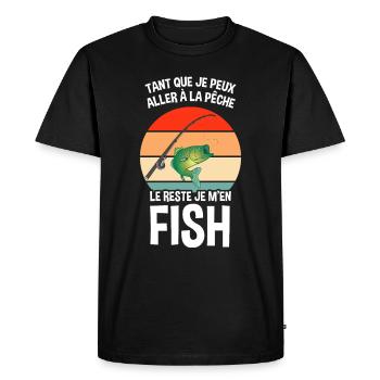 Humour Pêche Drôle Vintage Le reste je m'en Fish - T-shirt Premium bio Homme - noir - Devant - Nico (187cm)