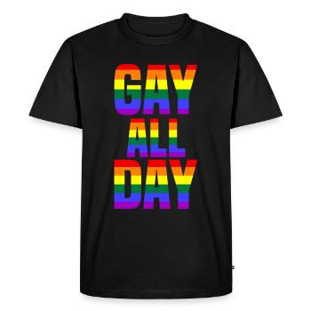 Gay All Day - Men's Premium Organic T-Shirt - black - Front - Nico (187cm)
