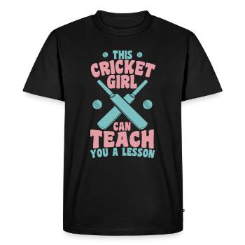 Cricket Girls - Men's Premium Organic T-Shirt - black - Front - Nico (187cm)