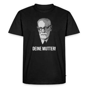 Sigmund Freud Deine Mutter Spruch - Männer Premium Bio T-Shirt - Schwarz - Vorne - Nico (187cm)