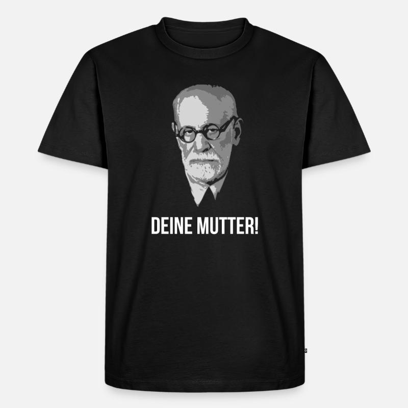 Sigmund Freud Deine Mutter Spruch - Männer Premium Bio T-Shirt - Schwarz