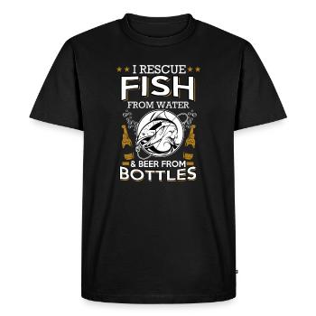 I rescue fish and beer - fisherman gifts - fishing - Men's Premium Organic T-Shirt - black - Front - Nico (187cm)
